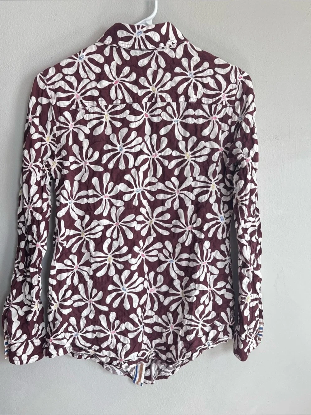 J. McLaughlin Brown Floral Button Down Shirt Textured XS - Picture 6 of 6